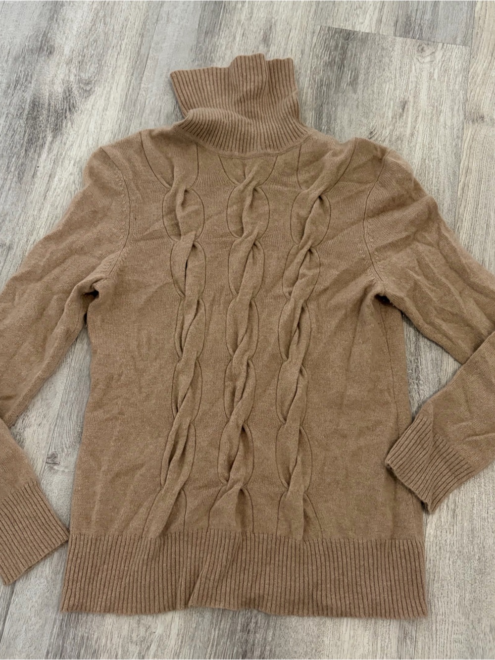 Charter Club 100% Cashmere Turtle Neck Sweater Womens Medium Brown Beige